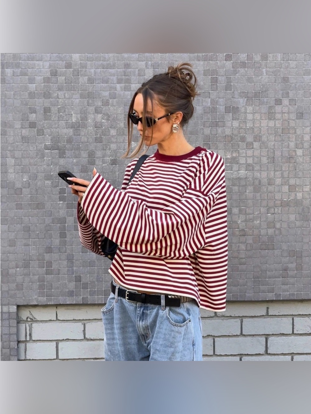 Lioness BLOOM LONG SLEEVE IN WINE STRIPE